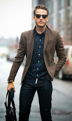 brown-blazer-with-printed-shirt