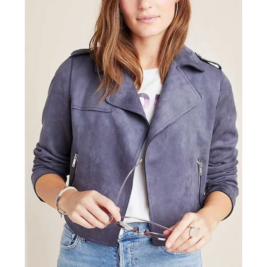 13 Reasons Why S04 Alisha Boe Suede Biker Jacket