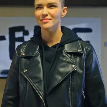 1UP 2022 Ruby Rose Black Leather Jacket