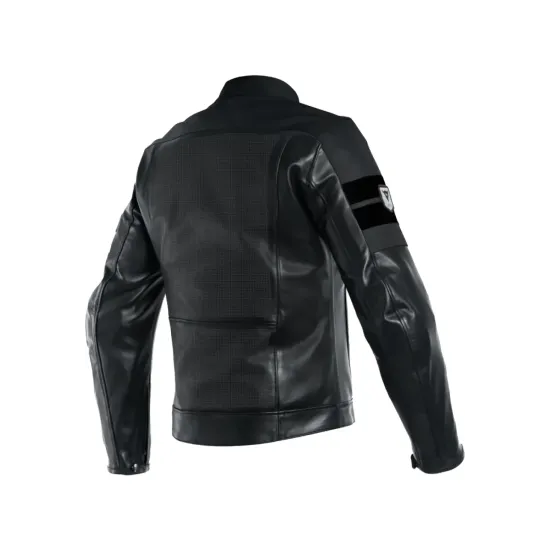 8 Track Perforated Leather Jacket