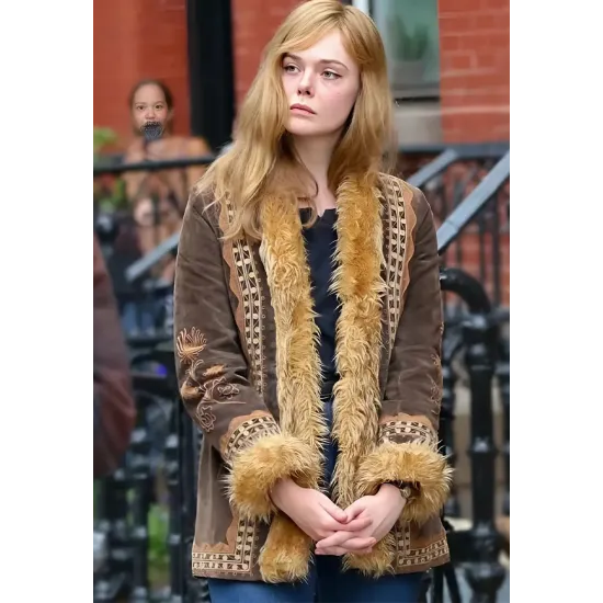 A Complete Unknown Elle Fanning Brown Jacket