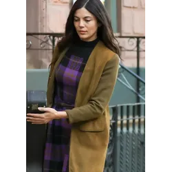 A Complete Unknown Monica Barbaro Brown Coat