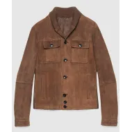 Aaron Taylor Johnson Brown Suede Leather Jacket