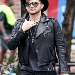 Adam Lambert Biker Black Leather Jacket