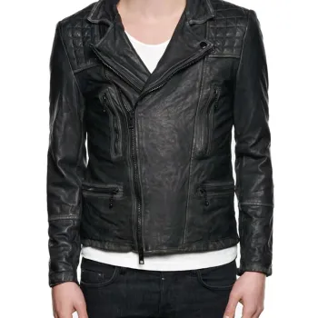 Agents of Shield Lance Hunter Black Leather Biker Jacket