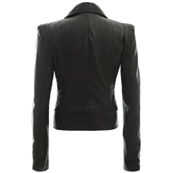 Women's Alabama Black Leather Motorcycle Jacket