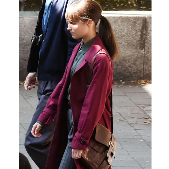 Earthquake Bird Alicia Vikander Burgundy Coat