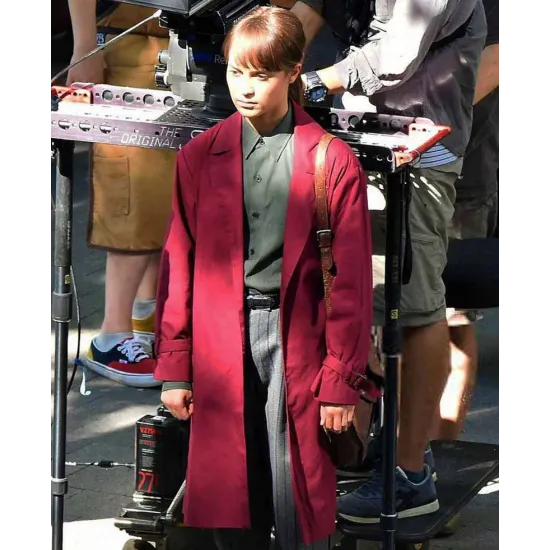 Earthquake Bird Alicia Vikander Burgundy Coat