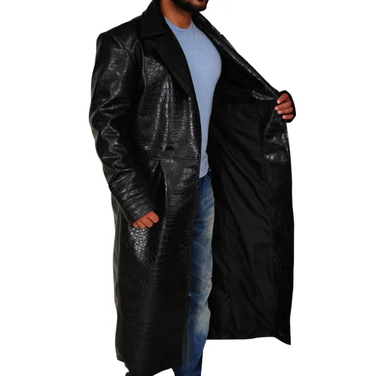 The Matrix Laurence Fishburne Black Leather Coat