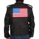 Men's American Flag Black Leather Motorcycle Jacket