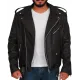 Men's American Flag Black Leather Motorcycle Jacket