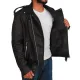 Men's American Flag Black Leather Motorcycle Jacket