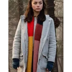 Ana De Armas Knives Out Grey Coat