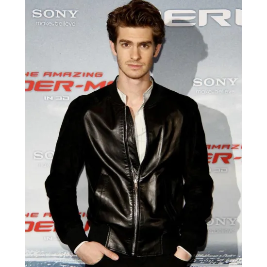 Andrew Garfield Jacket with Black Suede Leather Sleeves