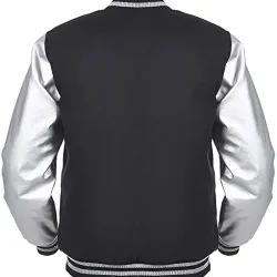 Varsity Angel Cola Black and Silver Bomber Jacket