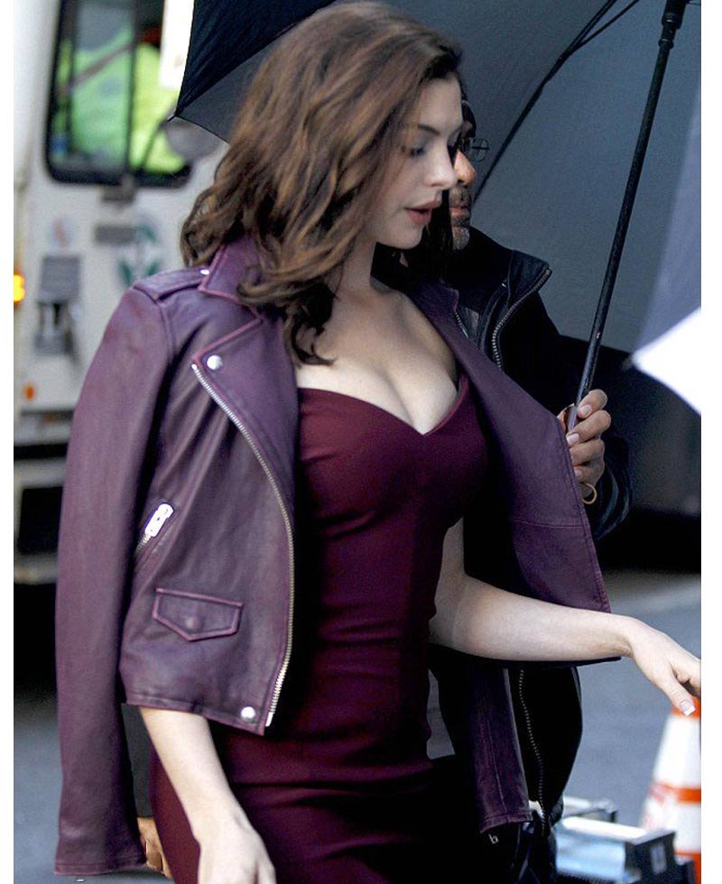 Anne Hathaway Crocodile Leather Coat