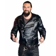 Aquaman Jason Momoa Black Leather Biker Jacket