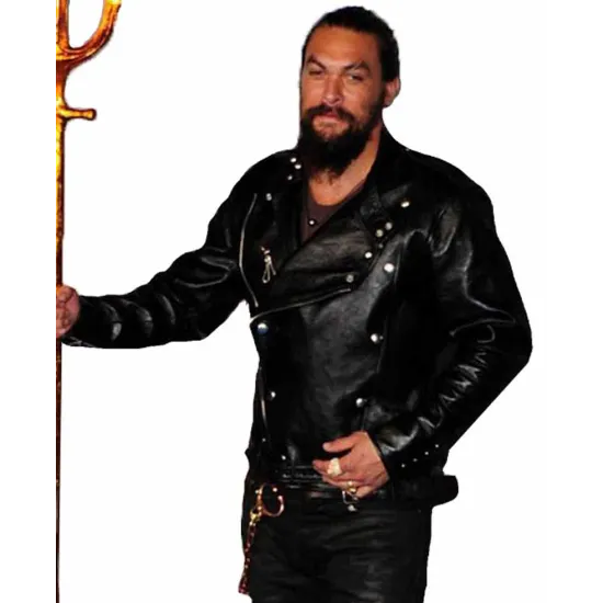 Aquaman Jason Momoa Black Leather Biker Jacket