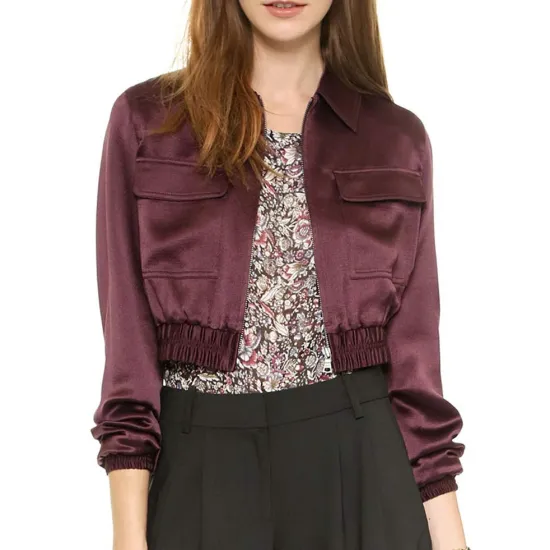 Emily Bett Rickards Arrow Burgundy Cropped Jacket