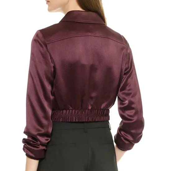 Emily Bett Rickards Arrow Burgundy Cropped Jacket