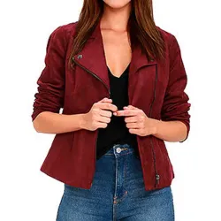 Arrow Season 5 Willa Holland Red Suede Biker Jacket