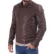 Men's Biker Asymmetrical Brown Leather Jacket