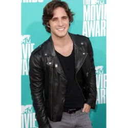 Biker Style Diego Boneta Black Leather Jacket