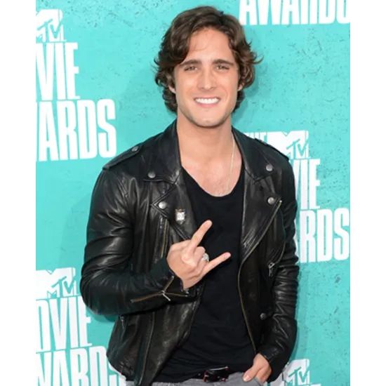 Biker Style Diego Boneta Black Leather Jacket