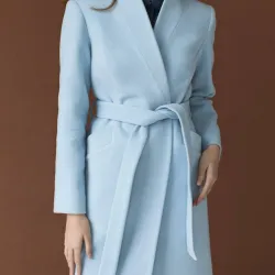 Autumn Baby Blue Wool Double Breasted Coat