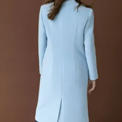 Autumn Baby Blue Wool Double Breasted Coat