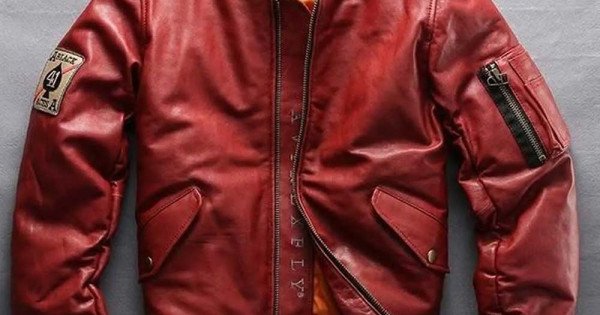 Avirex Ace of Spades Red Leather Jacket - Films Jackets