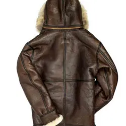 Men’s B3 Shearling Hooded Brown Leather Jacket 