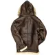 Men’s B3 Shearling Hooded Brown Leather Jacket 