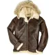 Men’s B3 Shearling Hooded Brown Leather Jacket 