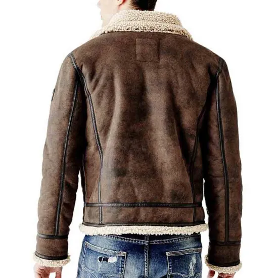 Men's B3 Suede Brown Leather Shearling Jacket