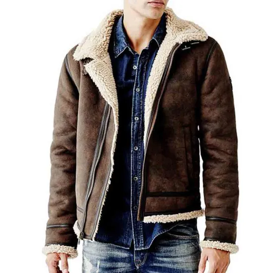 Men's B3 Suede Brown Leather Shearling Jacket