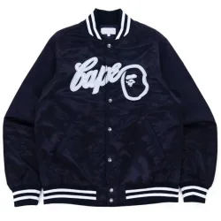 Bape Baseball Navy Blue Bomber Jacket