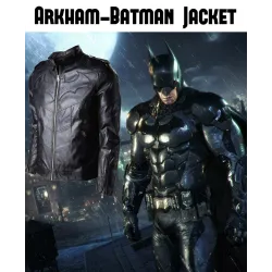 Batman Arkham Knight Black Leather Quilted Logo Jacket