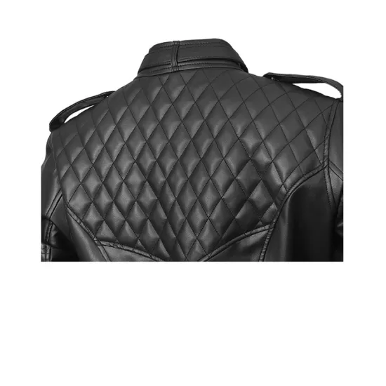 Batman Arkham Knight Black Leather Quilted Logo Jacket