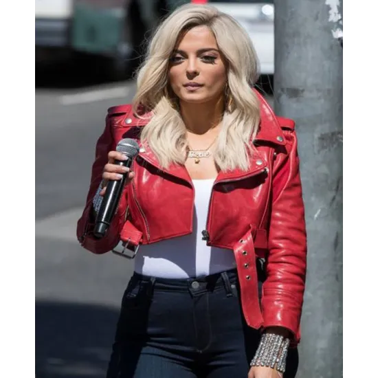 Bebe Rexha The Way I Are Red Leather Jacket