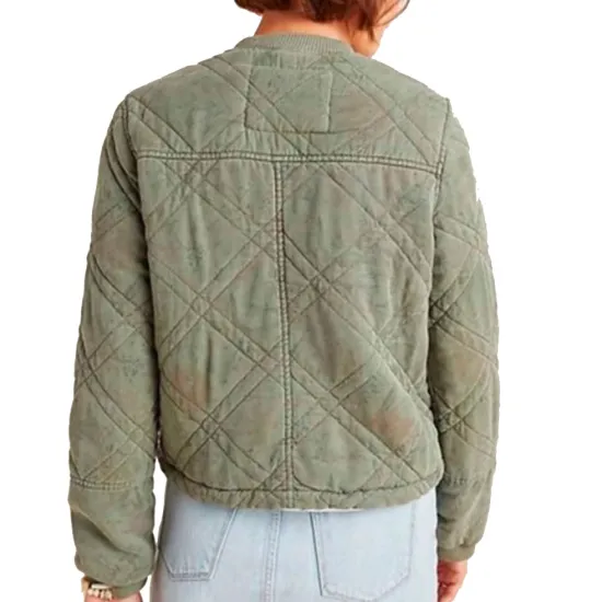 Simona Brown Behind Her Eyes Green Quilted Jacket