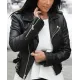 Biker Style Kim Kardashian Black Leather Jacket