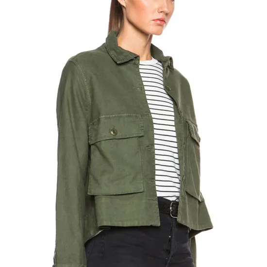 Big Little Lies Shailene Woodley Cotton Green Jacket