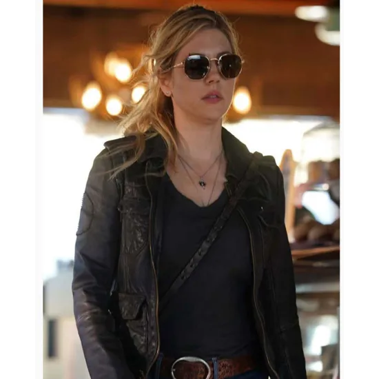 Katheryn Winnick Big Sky Wrinkle Leather Jacket