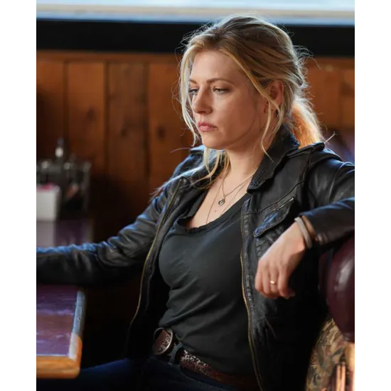 Katheryn Winnick Big Sky Wrinkle Leather Jacket