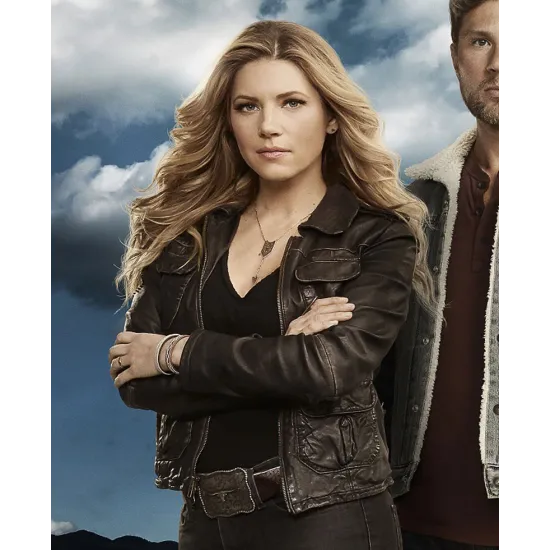 Katheryn Winnick Big Sky Wrinkle Leather Jacket