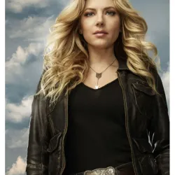 Katheryn Winnick Big Sky Wrinkle Leather Jacket