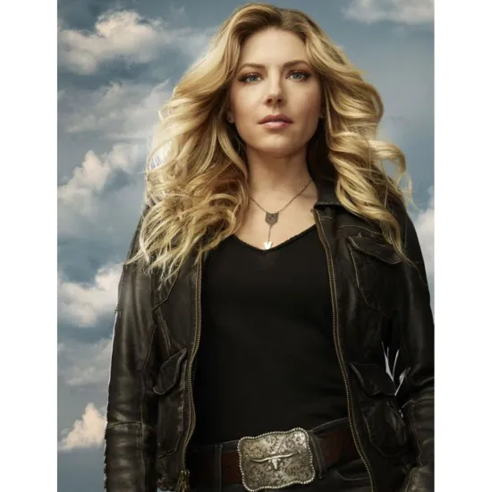 Katheryn Winnick Big Sky Wrinkle Leather Jacket