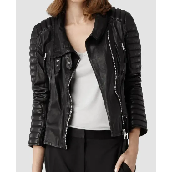Amber Heard Motorcycle Black Leather Jacket