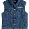 Men's Harley Davidson Blue Denim Biker Vest